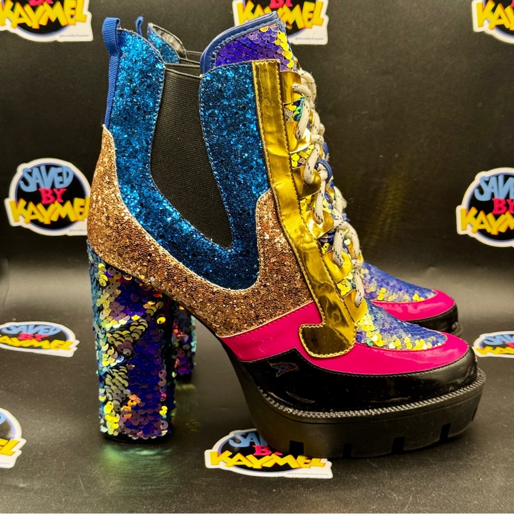 Vibrant Sequin Heeled Boots